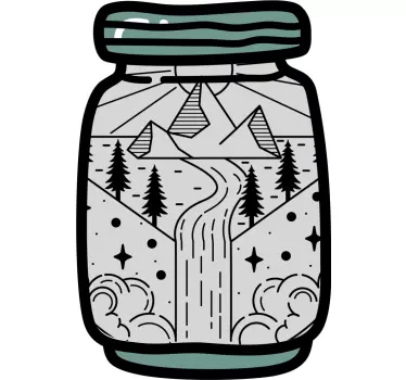 Sticker nature pot de paysage montagneux - TenStickers