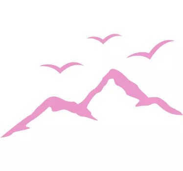 Sticker nature montagnes et oiseaux - TenStickers