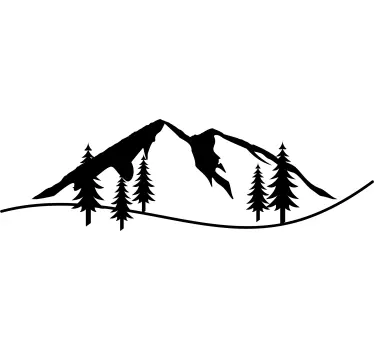 Sticker mural nature montagne simples avec des arbres - TenStickers