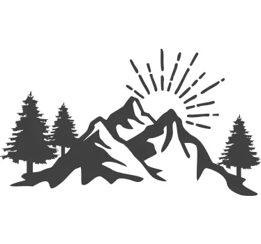 Sticker nature silhouette de montagne majestueuse - TenStickers