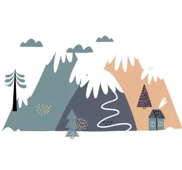 Sticker nature paysage de montagne ludique - TenStickers