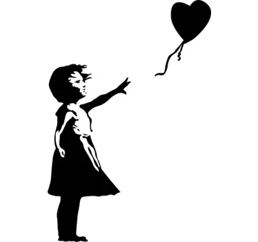 Sticker mural salon graffiti Banksy la fille au ballon - TenStickers