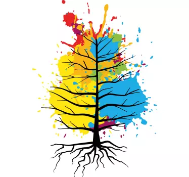 Sticker nature éclaboussures d'arbres colorées - TenStickers