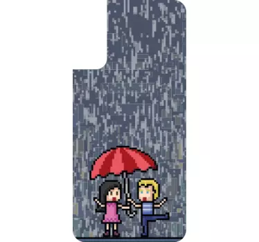 Sticker samsung parapluie amis pixélisés - TenStickers