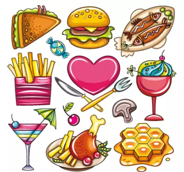 Sticker dessins repas divers - TenStickers