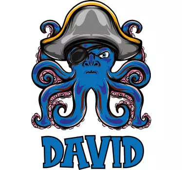 Sticker personnage pieuvre pirate - TenStickers