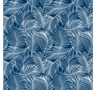 Sticker Meuble Feuilles bleues avec contour blanc - TenStickers