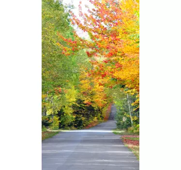 Sticker porte nature route d'automne - TenStickers