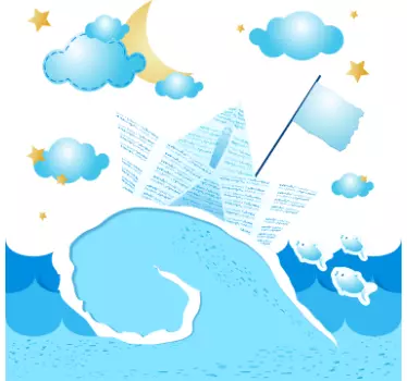 Sticker chambre bébé bateau en papier - TenStickers