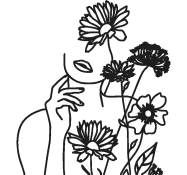 Sticker fleurs motif minimaliste femme - TenStickers