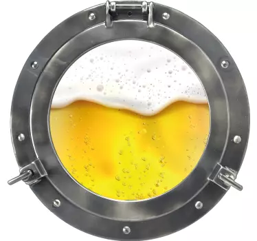 Sticker gastronomie vue sur une porthole de bière - TenStickers