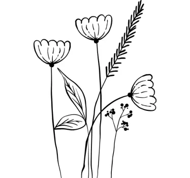 Sticker fenêtre trois fleurs marguerites monochromes - TenStickers