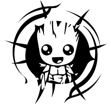 Sticker voiture original bébé Groot arbre - TenStickers