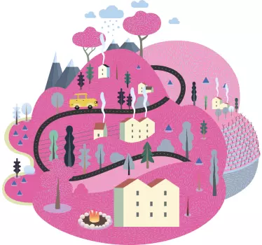 Sticker nature paysage coloré et pittoresque - TenStickers
