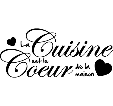 Sticker cuisine texte cœur de la maison - TenStickers