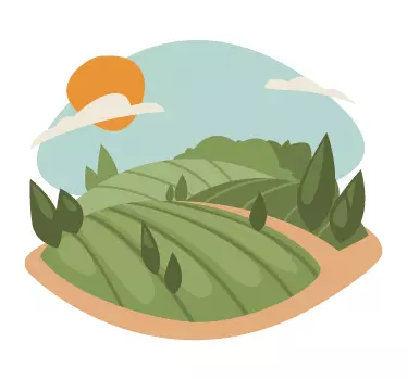Sticker mural nature enfant illustration champs - TenStickers
