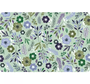 Sticker ordinateur portable fleurs violettes sur fond vert - TenStickers