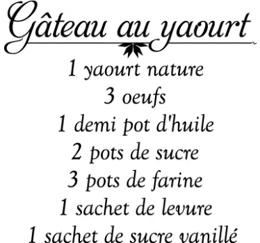 Sticker salle à manger recette gâteau au yaourt - TenStickers