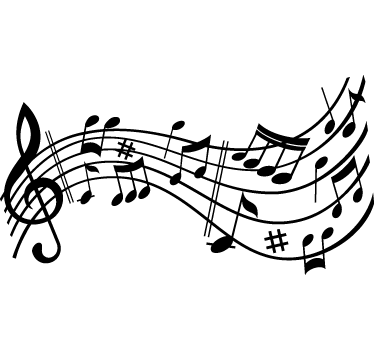 Sticker mural chambre musique vague de notes musicales - TenStickers