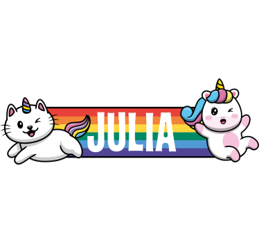 Sticker vélo arc-en-ciel avec chat licornes - TenStickers