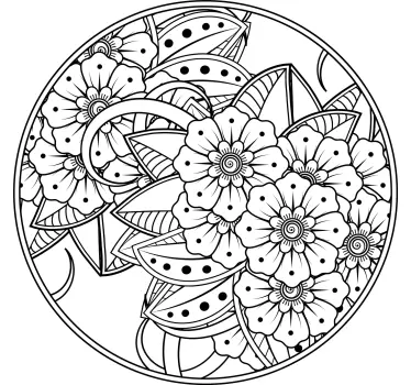 Sticker fleur motif circulaire floral - TenStickers