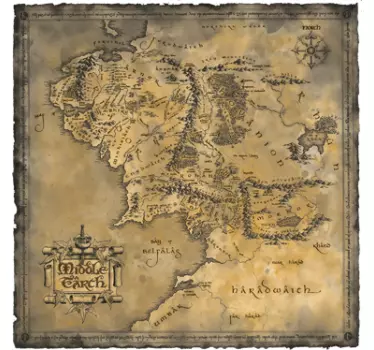 Sticker carte monde Tolkien - TenStickers
