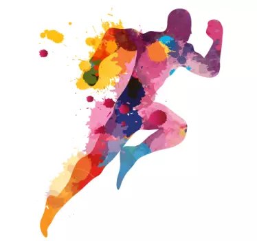 Sticker chambre ado coureur effet taches aquarelle - TenStickers