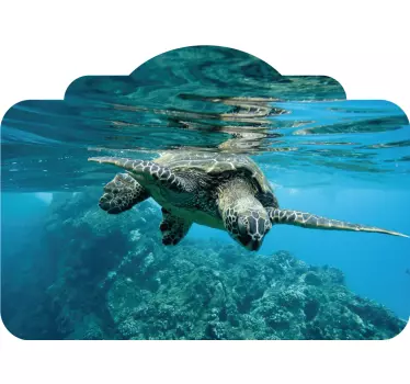 Sticker tête de lit tortue nageuse sereine - TenStickers