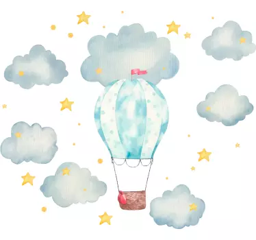 Sticker chambre enfant aventure en montgolfière - TenStickers