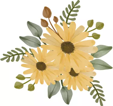 Sticker Mural Tournesols d'automne sur rayures noires et blanches - TenStickers