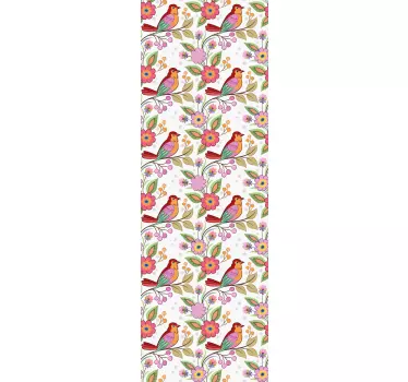 Sticker frigo oiseaux floraux colorés - TenStickers