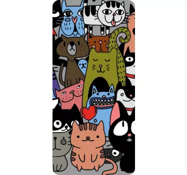 Adorables chats colorés avec des stickers samsung fond noir - TenStickers