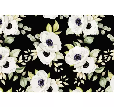 Sticker PC Beau sticker de roses blanches avec du noir - TenStickers