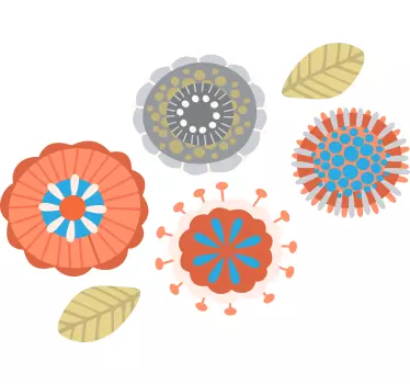 Sticker fleur formes florales colorées - TenStickers