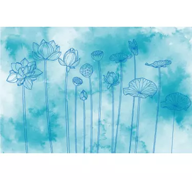Sticker carte bancaire fleurs bleues délicates aquarelle - TenStickers