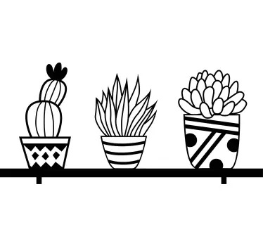 Sticker porte manteau trio de plantes en pot - TenStickers