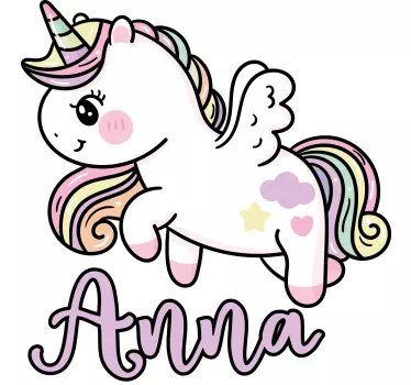 Sticker chambre enfant figurine de licorne personnalisée - TenStickers