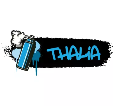 Sticker graffiti prénom avec bombe de peinture bleue - TenStickers