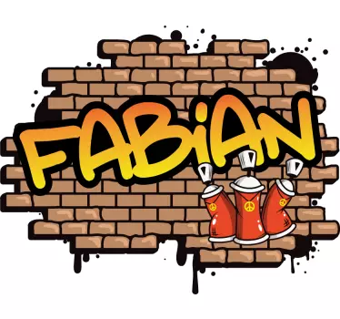 Autocollant prénom en graffiti avec bombes de peinture rouge - TenStickers