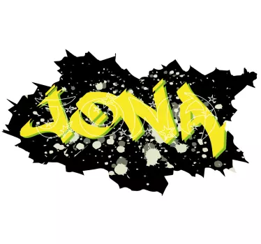 Autocollant Personnalisé Nom de graffiti jaune sur fond noir - TenStickers