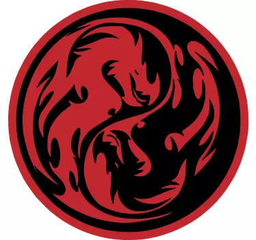 Autocollant Moto Dragon noir et rouge yin yang - TenStickers