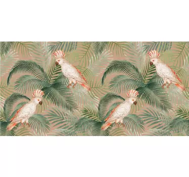 Sticker meuble perroquets blancs sur palmiers beige - TenStickers