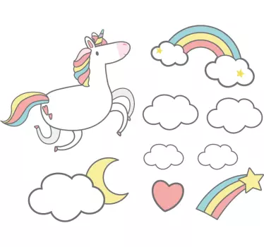Sticker bébé motif de licorne fantaisiste - TenStickers