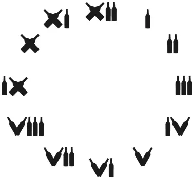 Sticker horloge bouteilles de vin - TenStickers