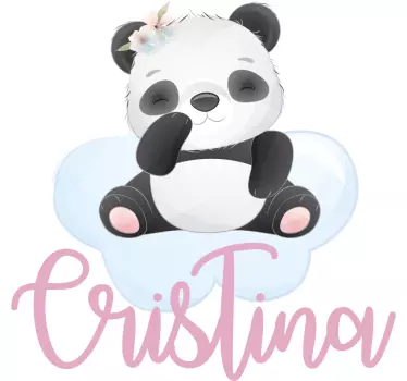Sticker chambre bébé pour fille panda avec nom - TenStickers