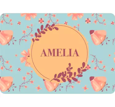 Sticker PC Fleurs orange sur fond bleu - TenStickers