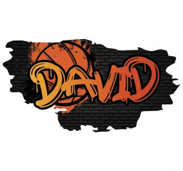 Sticker graffiti chambre ado nom personnalisé basket-ball - TenStickers