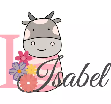 Sticker bébé vache avec prénom - TenStickers