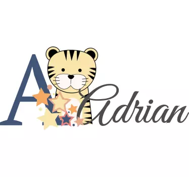 Sticker bébé tigre avec prénom - TenStickers