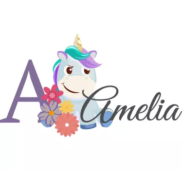 Sticker bébé licorne avec nom - TenStickers